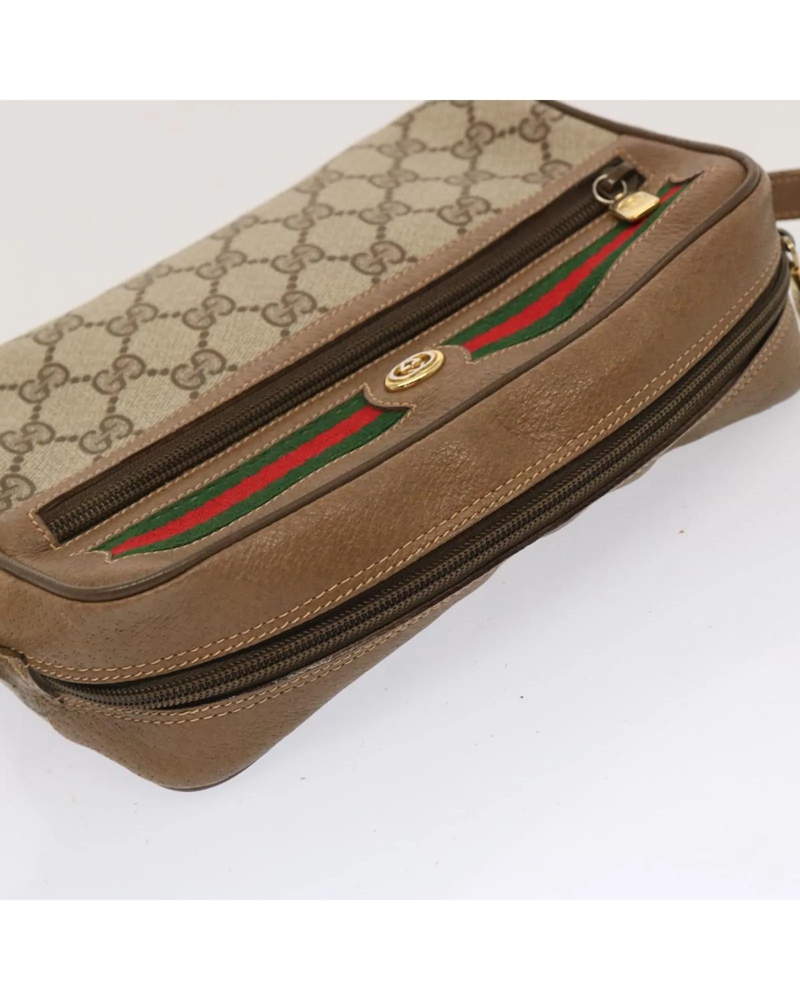 GG Supreme Web Shoulder Bag with Sherry Line Design - Beige/Green