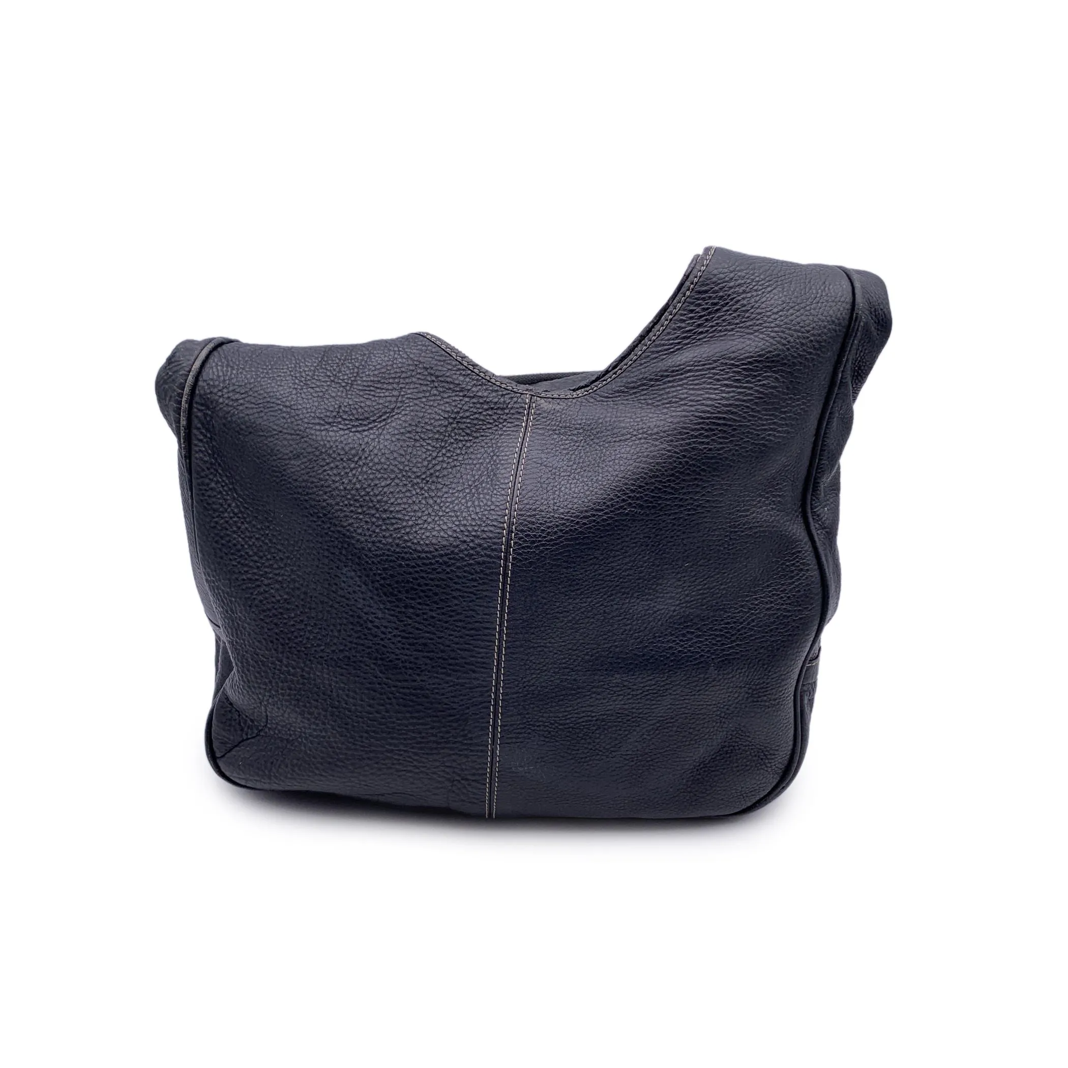 Gianfranco Ferre Vintage Black Leather Large Hobo Shoulder Bag