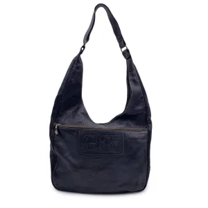 Gianfranco Ferre Vintage Black Leather Large Hobo Shoulder Bag