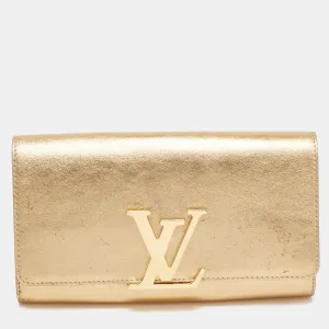 Gold Leather Louise Clutch