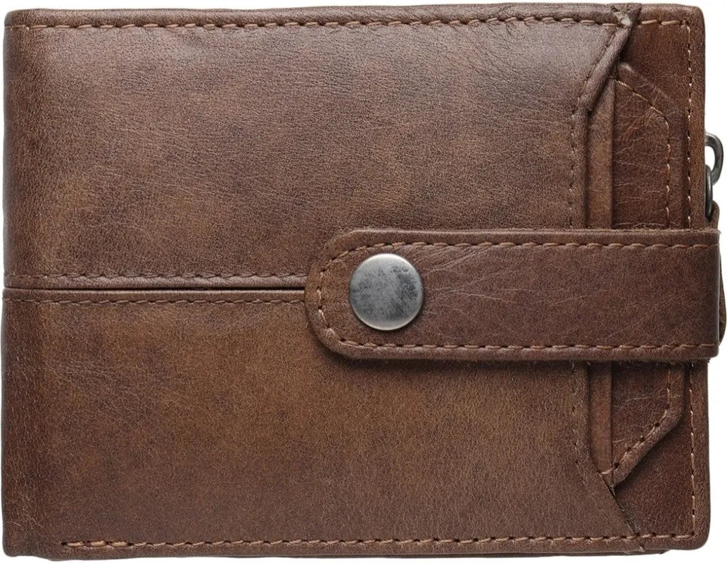 GOUS Men & Women Casual Brown Genuine Leather Wallet (10 Card Slots)