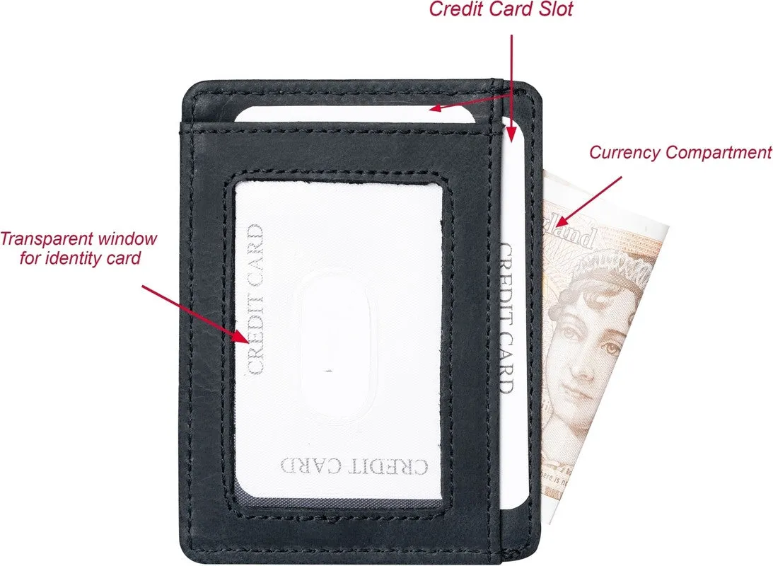 GOUS Men & Women Trendy Black Genuine Leather Card Holder (7 Card Slots)