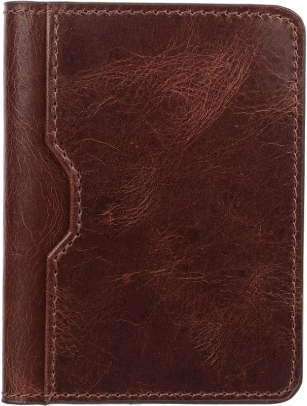 GOUS Men Casual Brown Genuine Leather Card Holder (6 Card Slots)