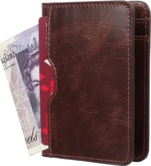 GOUS Men Casual Brown Genuine Leather Card Holder (6 Card Slots)