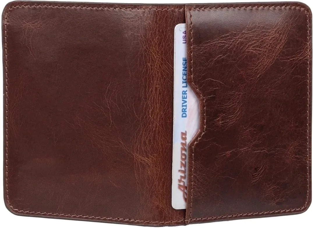 GOUS Men Casual Brown Genuine Leather Card Holder (6 Card Slots)