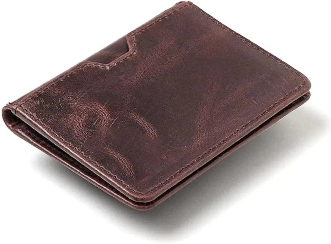 GOUS Men Casual Brown Genuine Leather Card Holder (6 Card Slots)