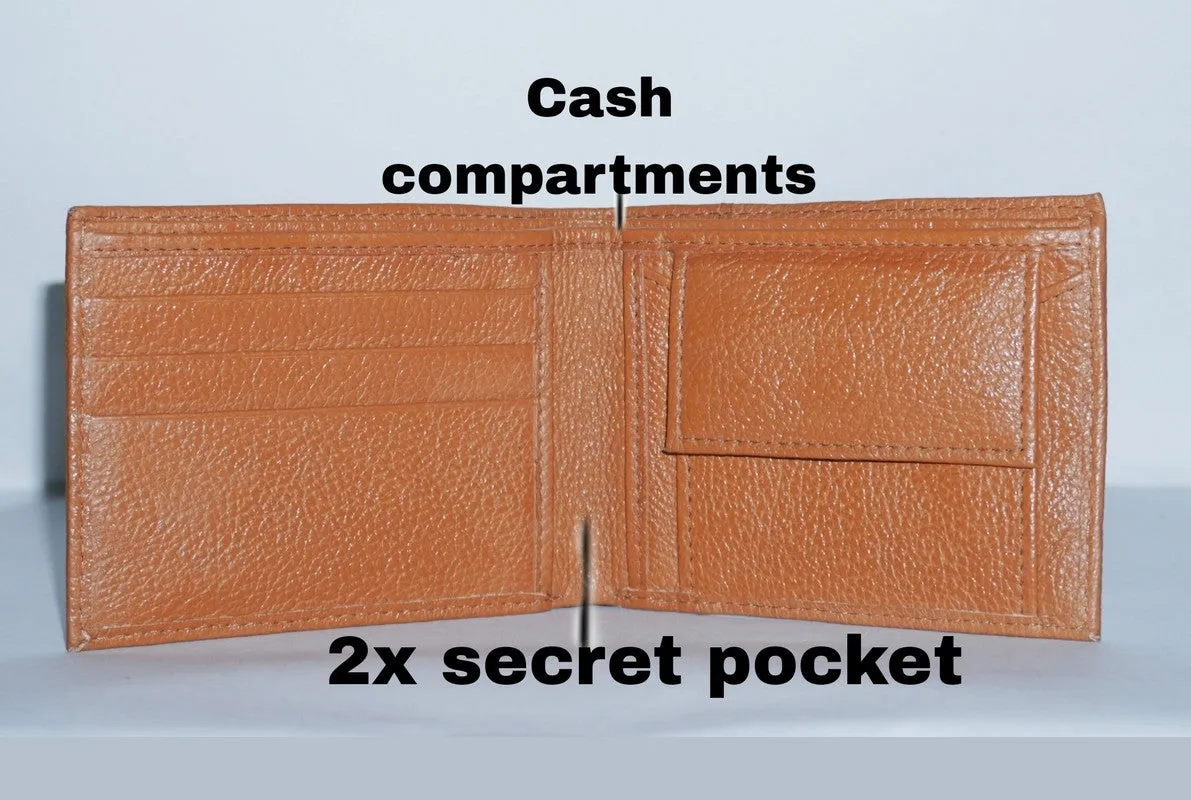 GOUS Men Casual Tan Genuine Leather Wallet (6 Card Slots)