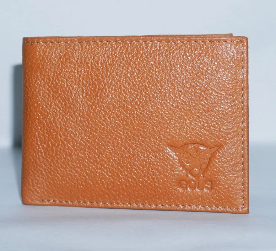 GOUS Men Casual Tan Genuine Leather Wallet (6 Card Slots)