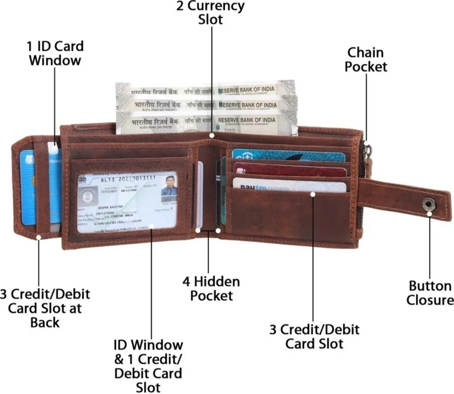 GOUS Men Travel, Trendy, Casual, Formal Maroon Genuine Leather Wallet (13 Card Slots)