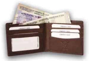 GOUS Men Trendy Brown Genuine Leather Wallet (8 Card Slots)