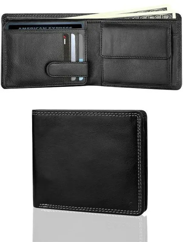 GOUS Men Trendy, Formal Black Genuine Leather Wallet (10 Card Slots)