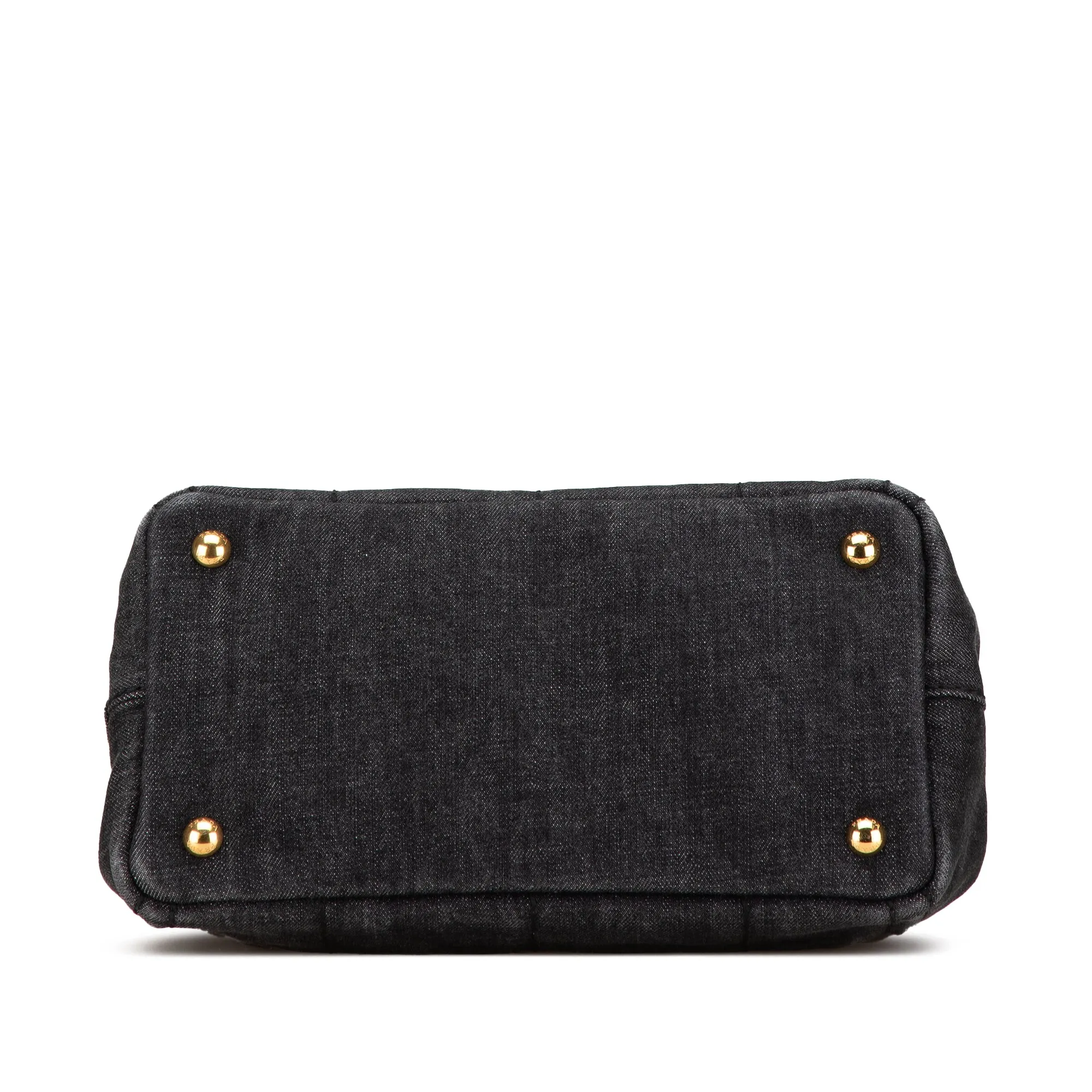 Gray Prada Small Denim Canapa Logo Satchel