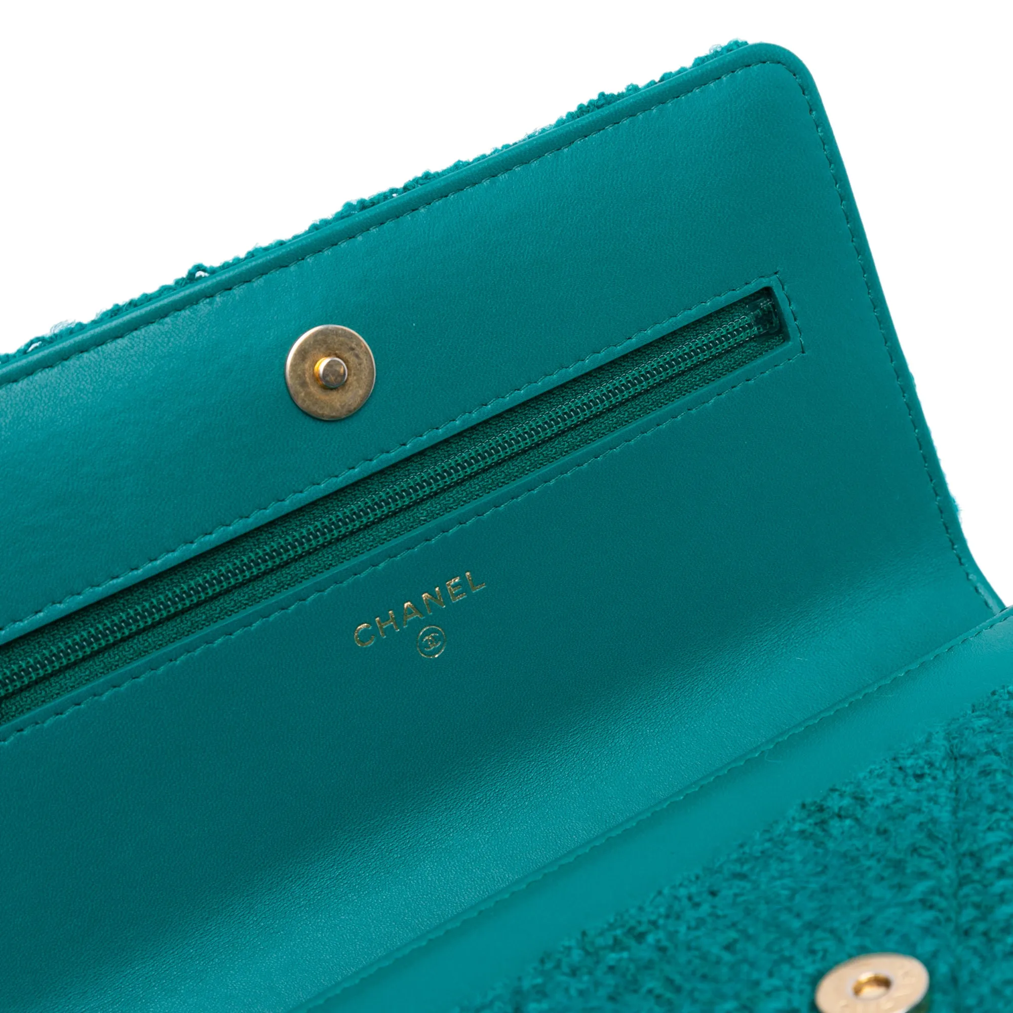Green Chanel Tweed 19 Wallet On Chain Satchel