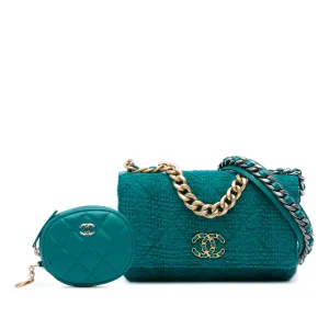 Green Chanel Tweed 19 Wallet On Chain Satchel