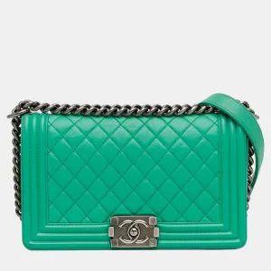 Green Medium Calfskin Boy Flap