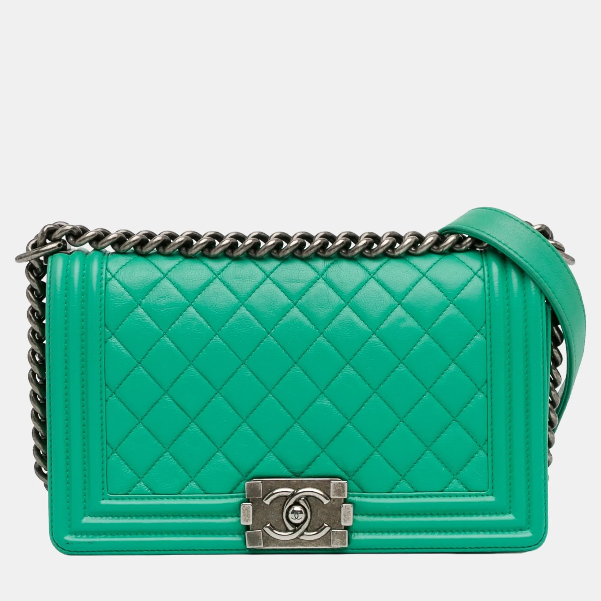 Green Medium Calfskin Boy Flap