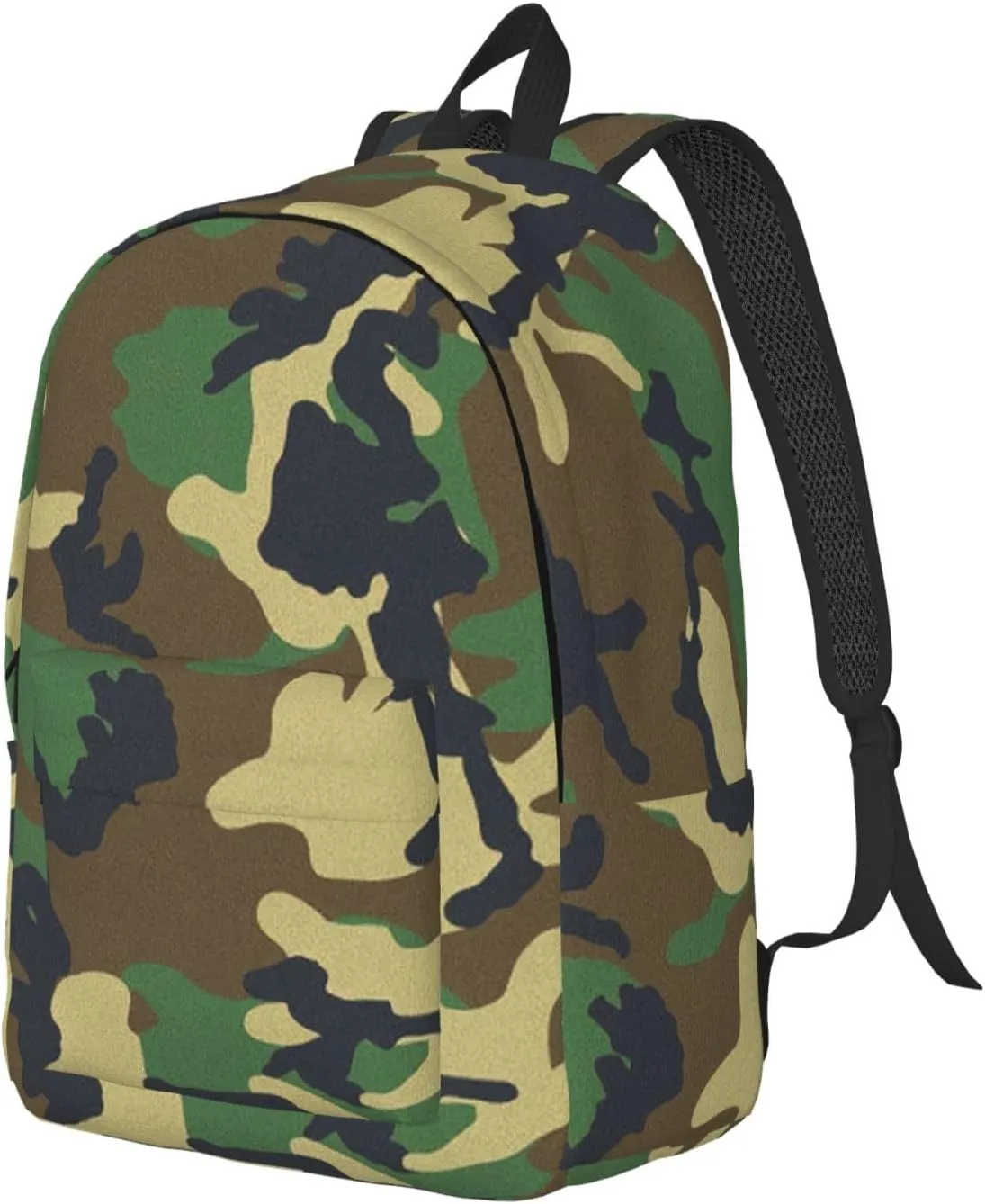 Green Military Camo Print Canvas Backpack Women,Mens Travel Casual Daypack Bookbag For Laptop Work Travel Hiking