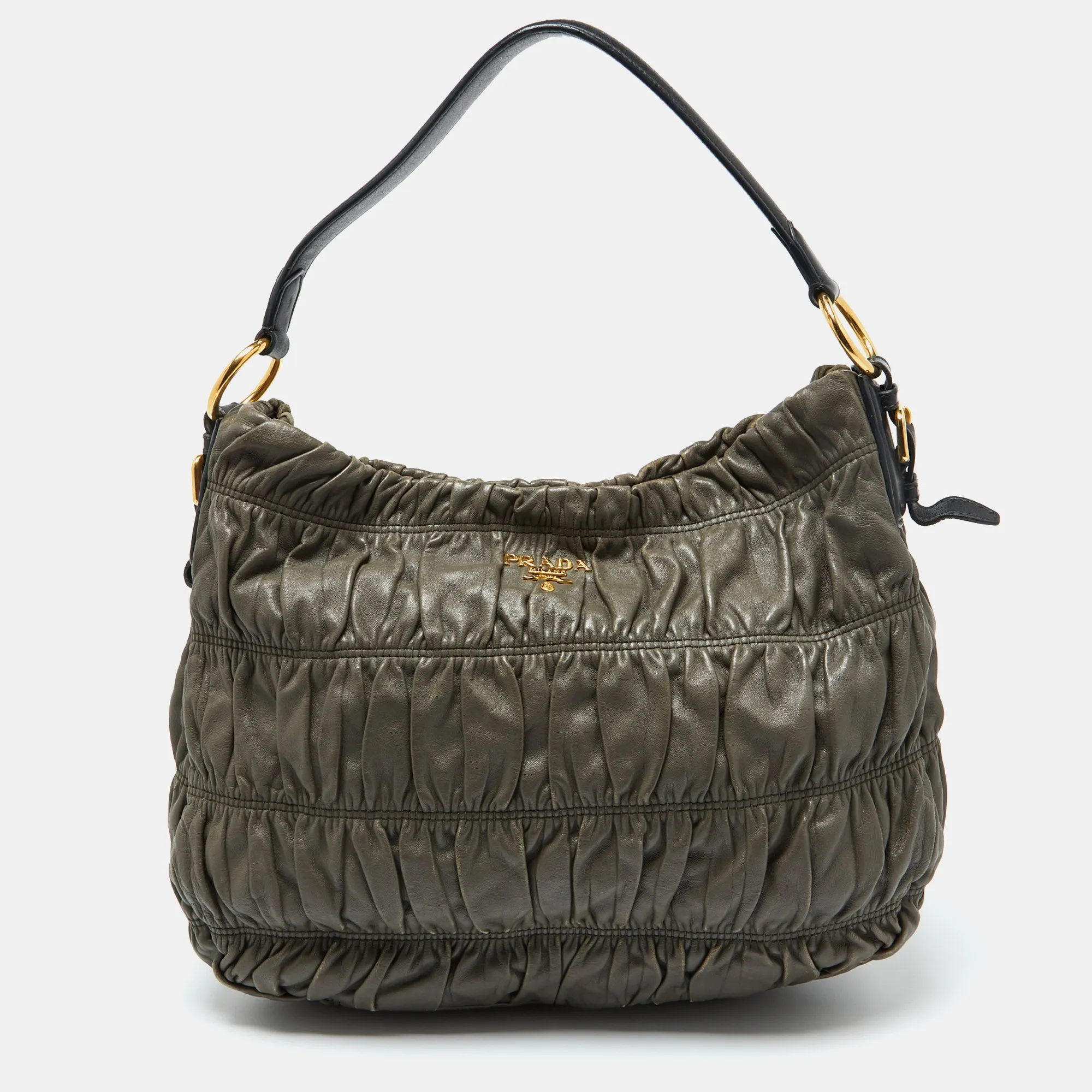 Grey Gaufre Leather Hobo