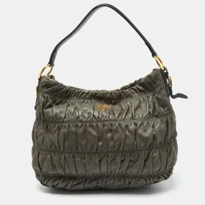 Grey Gaufre Leather Hobo