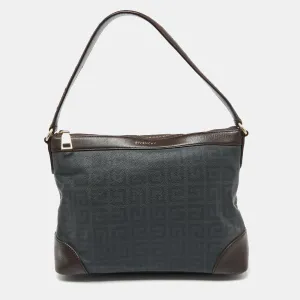 Grey/Dark Brown Monogram Coated Canvas and Leather Hobo
