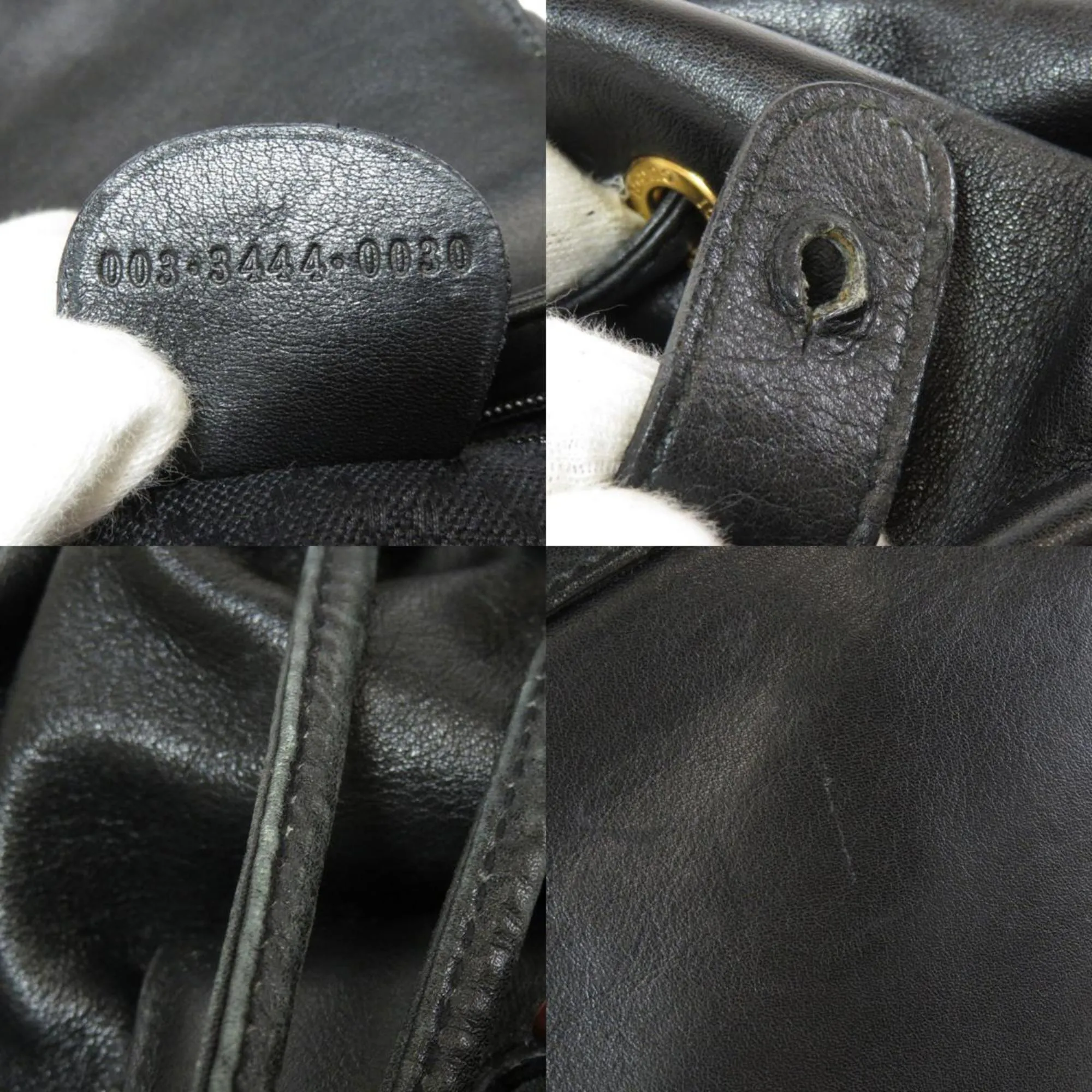 Gucci 003 3444 Bamboo Backpack Daypack Leather Ladies