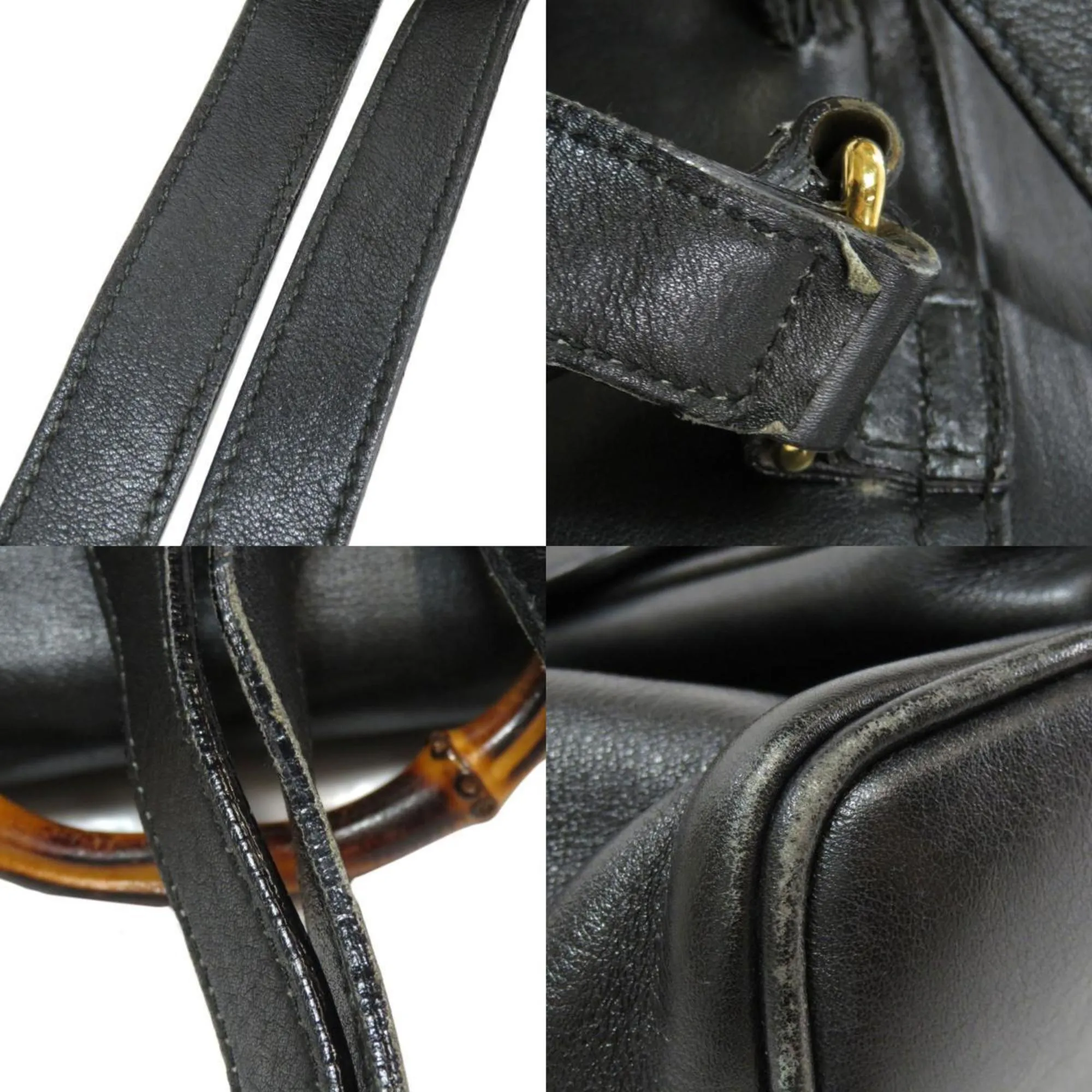 Gucci 003 3444 Bamboo Backpack Daypack Leather Ladies