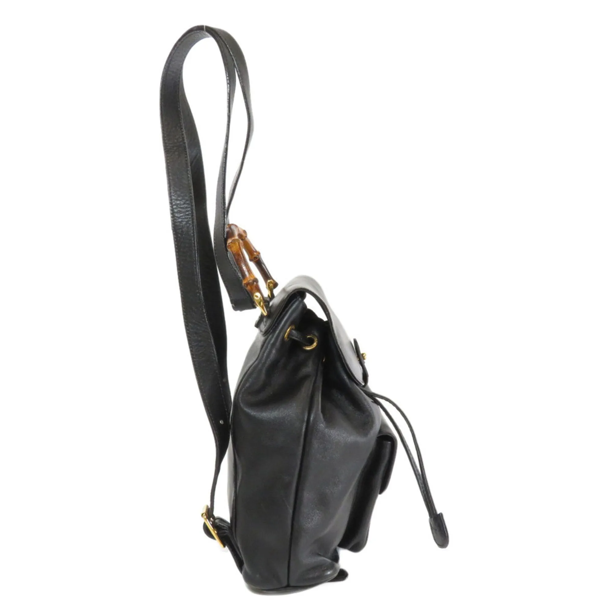 Gucci 003 3444 Bamboo Backpack Daypack Leather Ladies