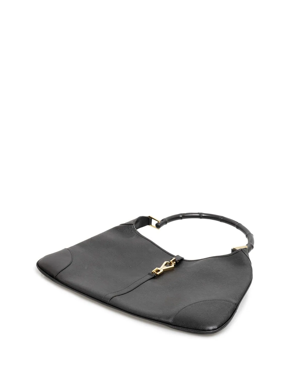 Gucci Bamboo Hobo Black Calf Leather Shoulder Bag - AWL1955