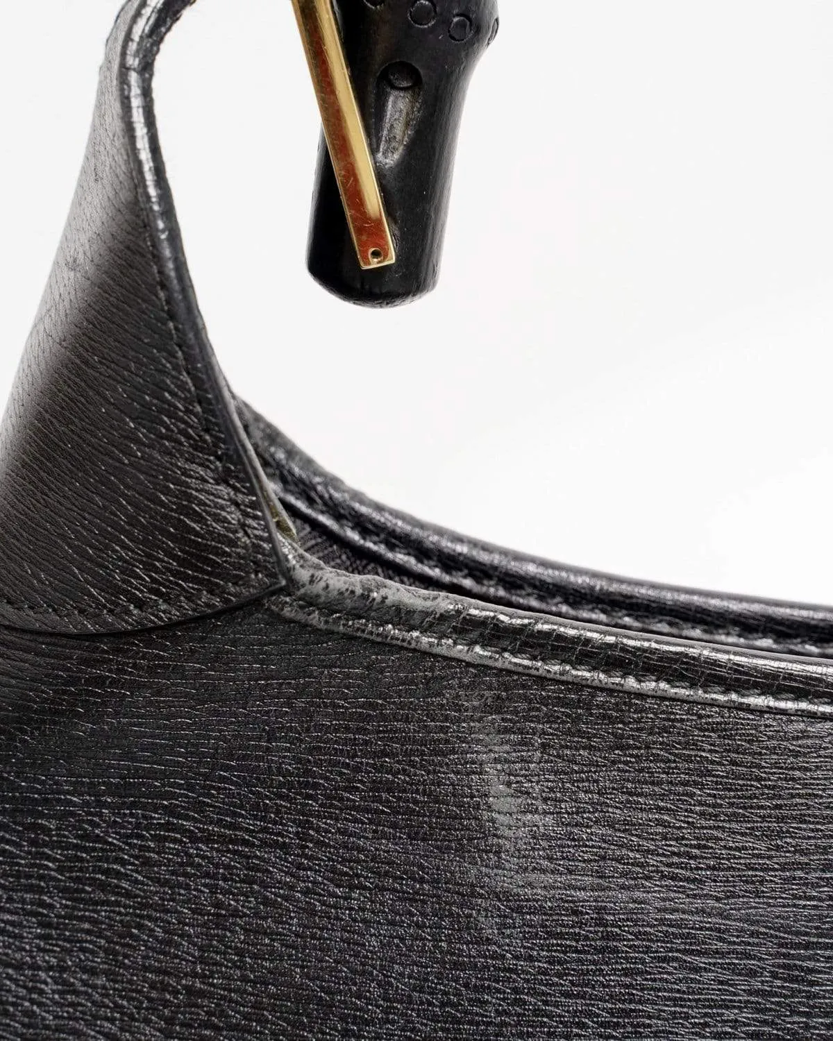 Gucci Bamboo Hobo Black Calf Leather Shoulder Bag - AWL1955