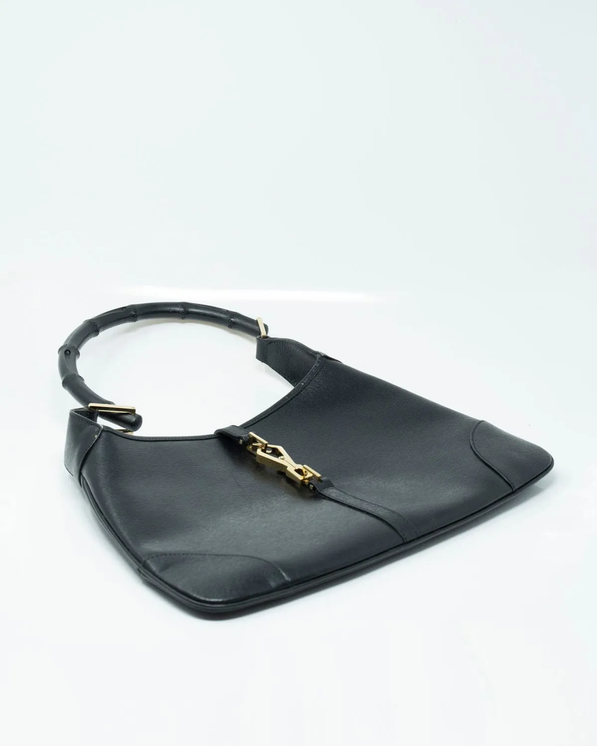 Gucci Bamboo Hobo Black Calf Leather Shoulder Bag- AWL2362