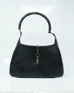 Gucci Bamboo Hobo Black Calf Leather Shoulder Bag- AWL2362