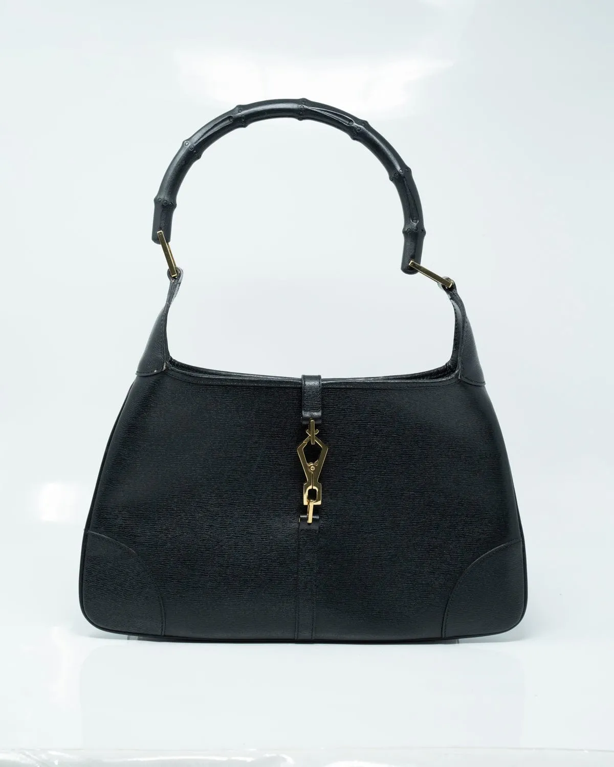 Gucci Bamboo Hobo Black Calf Leather Shoulder Bag- AWL2362