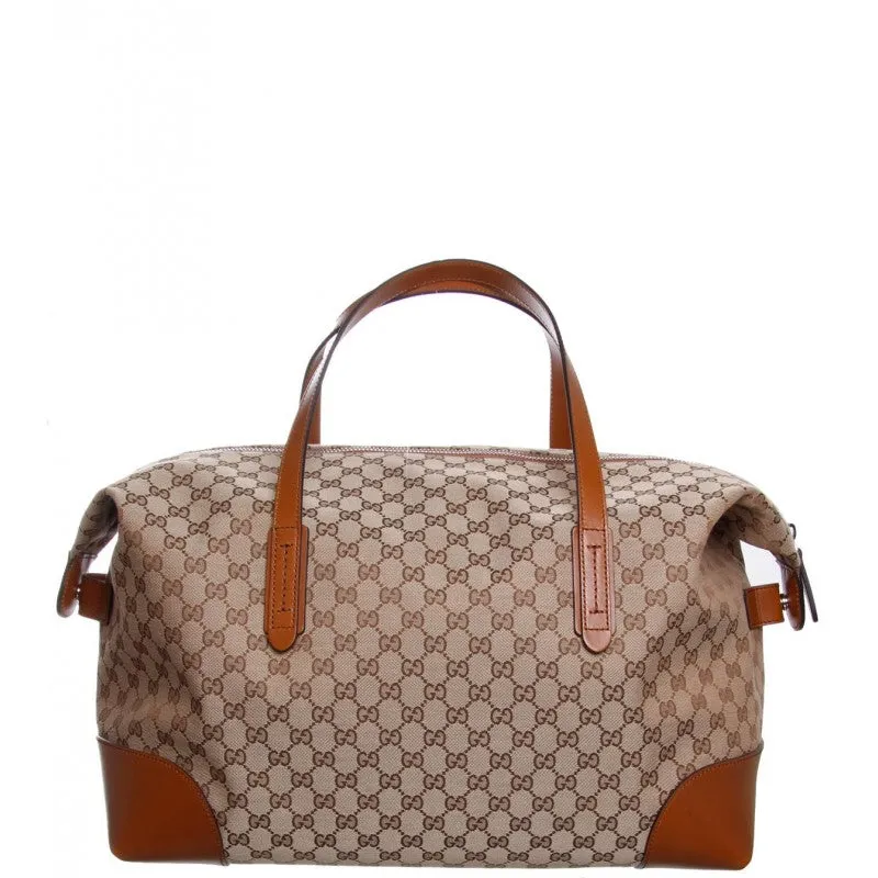 Gucci Beige & brown original GG canvas duffel bag