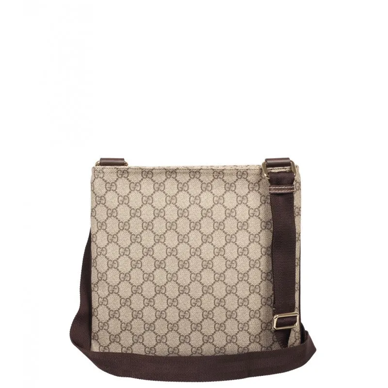 Gucci Beige & ebony GG Supreme canvas flat messenger