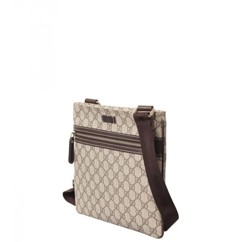 Gucci Beige & ebony GG Supreme canvas flat messenger