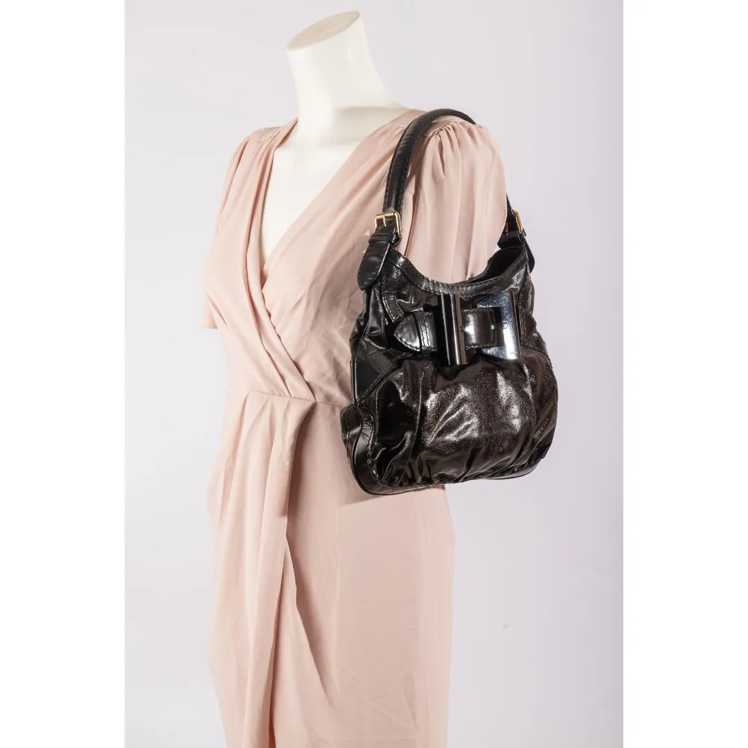 Gucci Black Dialux Queen Hobo Bag