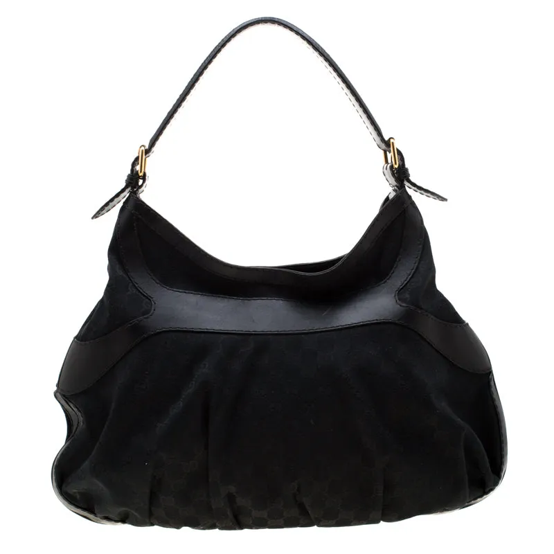 Gucci Black GG Canvas and Leather Queen Hobo
