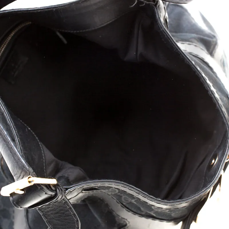 Gucci Black GG Canvas and Leather Queen Hobo