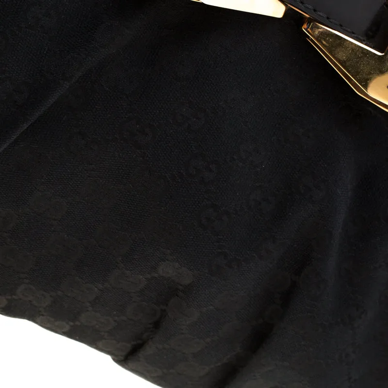 Gucci Black GG Canvas and Leather Queen Hobo