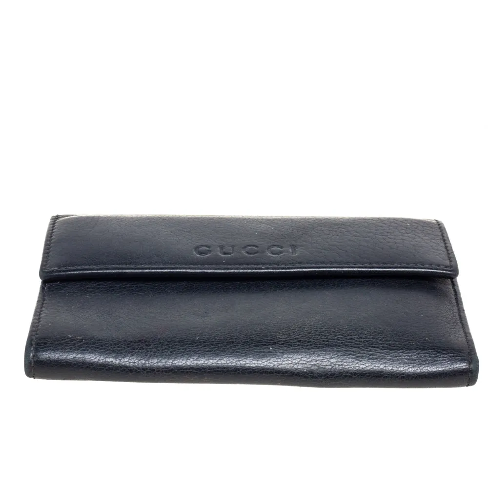 Gucci Black Leather French Trifold Wallet..