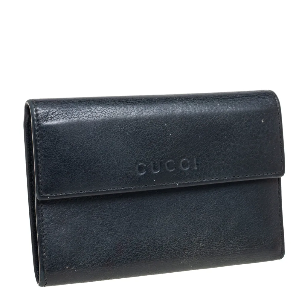 Gucci Black Leather French Trifold Wallet..
