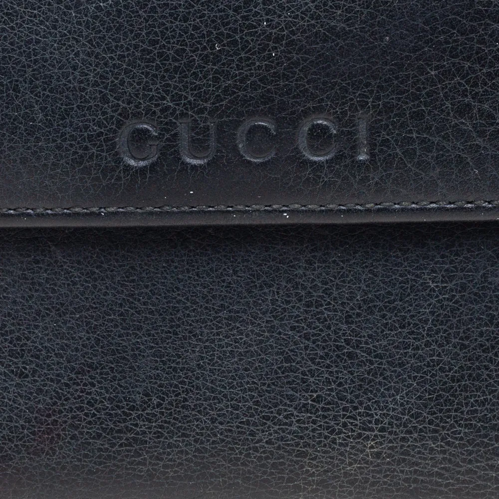 Gucci Black Leather French Trifold Wallet..