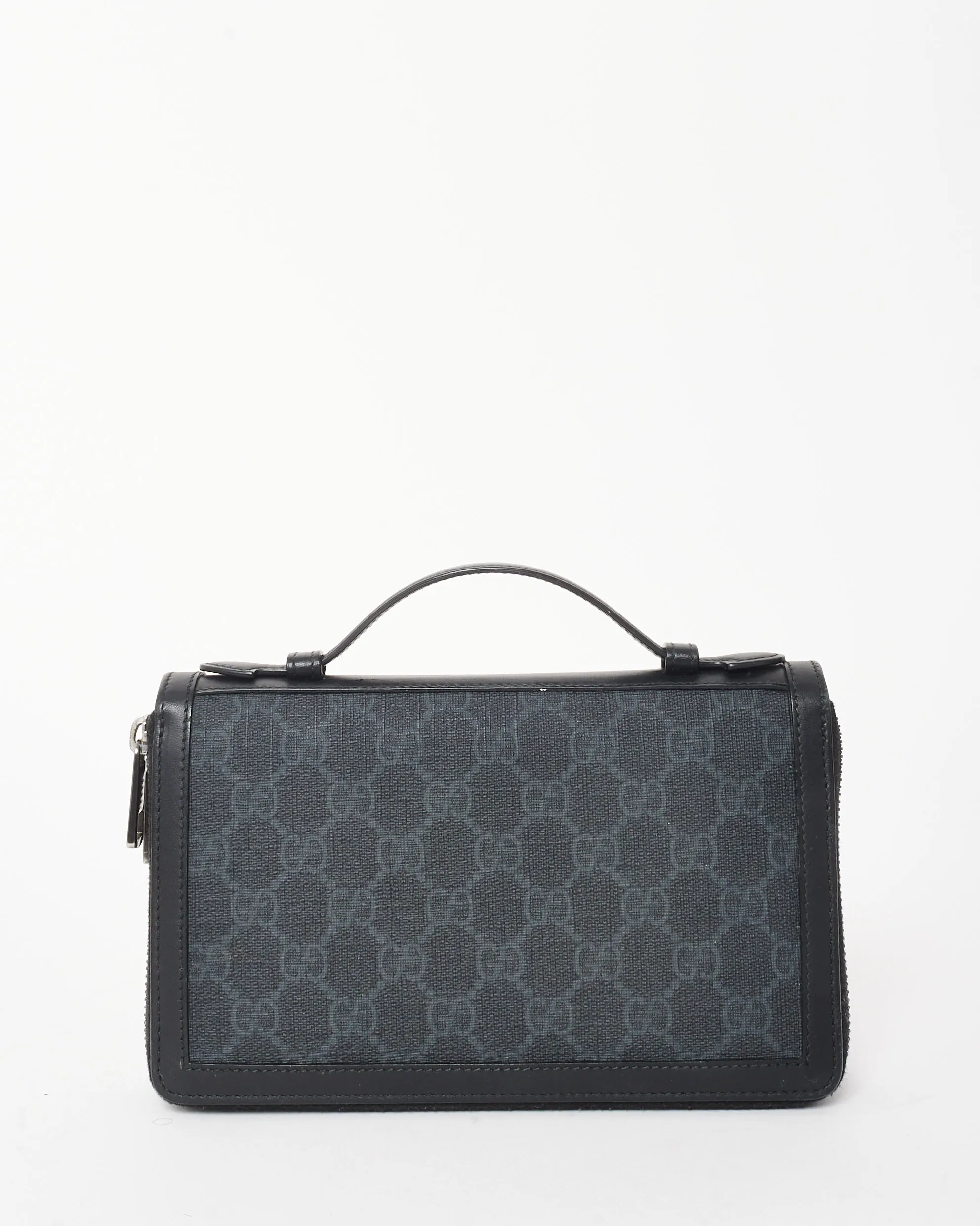 Gucci Black Monogram Supreme Coated Canvas Travel Document Wallet Case