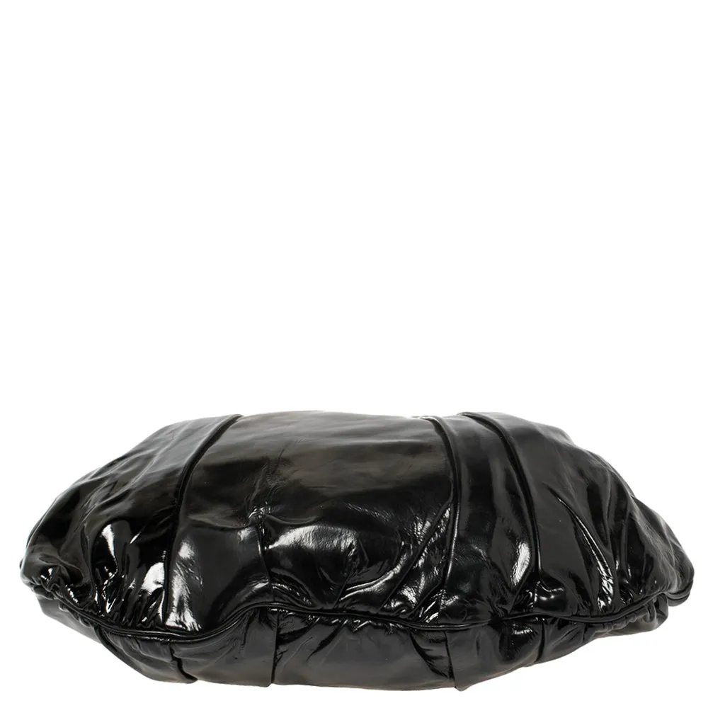 Gucci Black Patent Leather Large Hysteria Hobo
