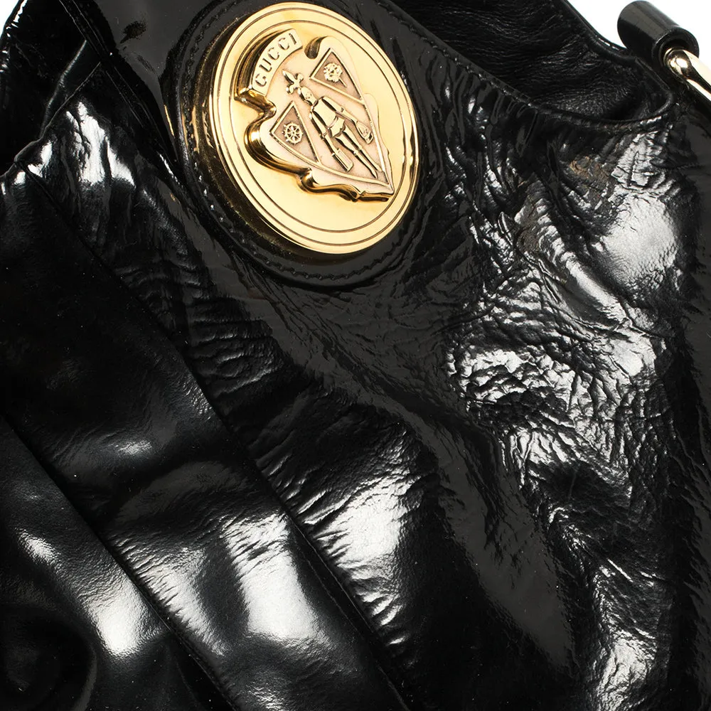 Gucci Black Patent Leather Large Hysteria Hobo