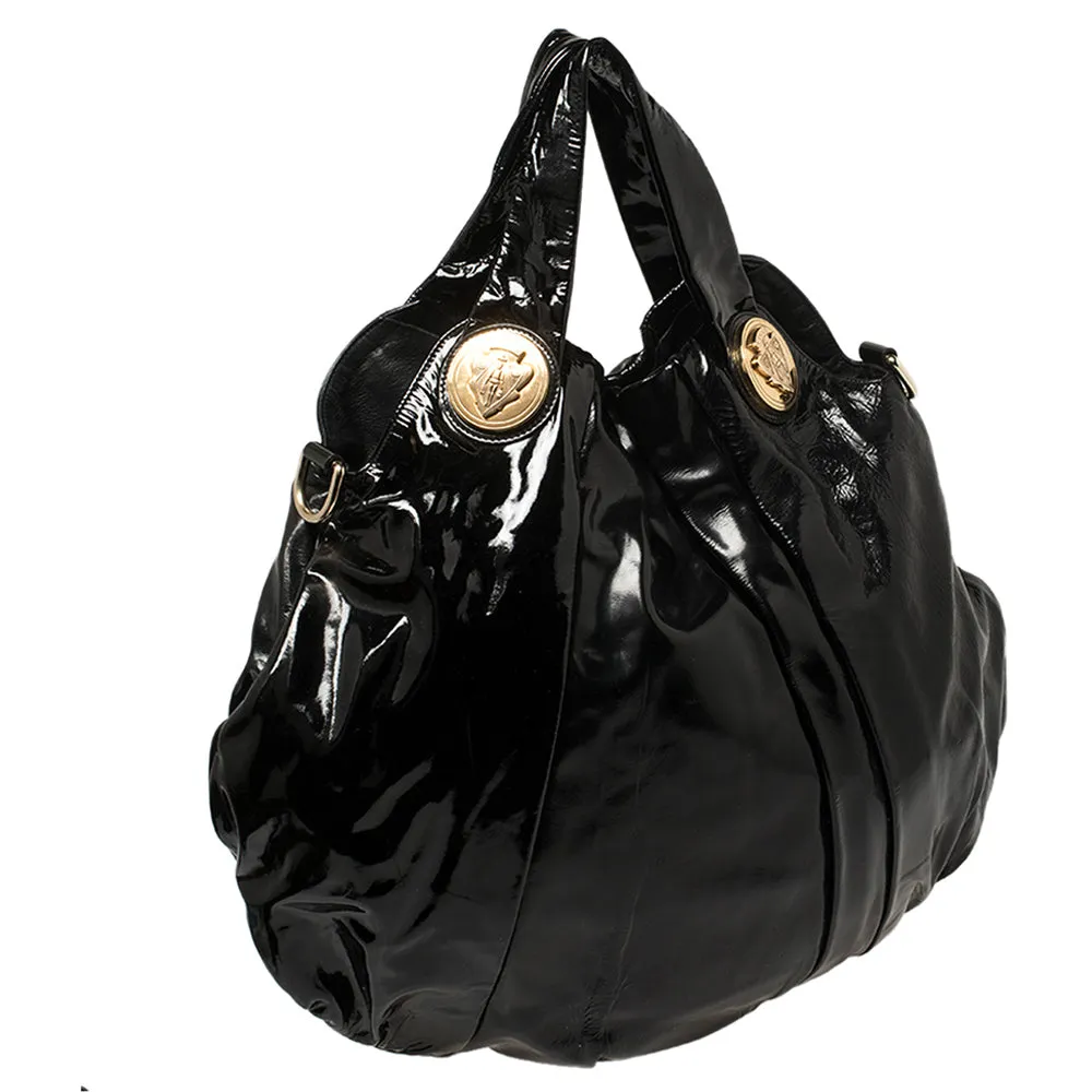 Gucci Black Patent Leather Large Hysteria Hobo