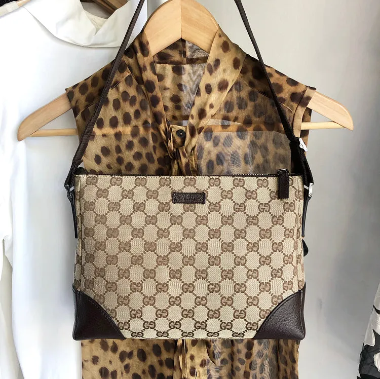Gucci Brown Monogram Canvas Crossbody Small Bag