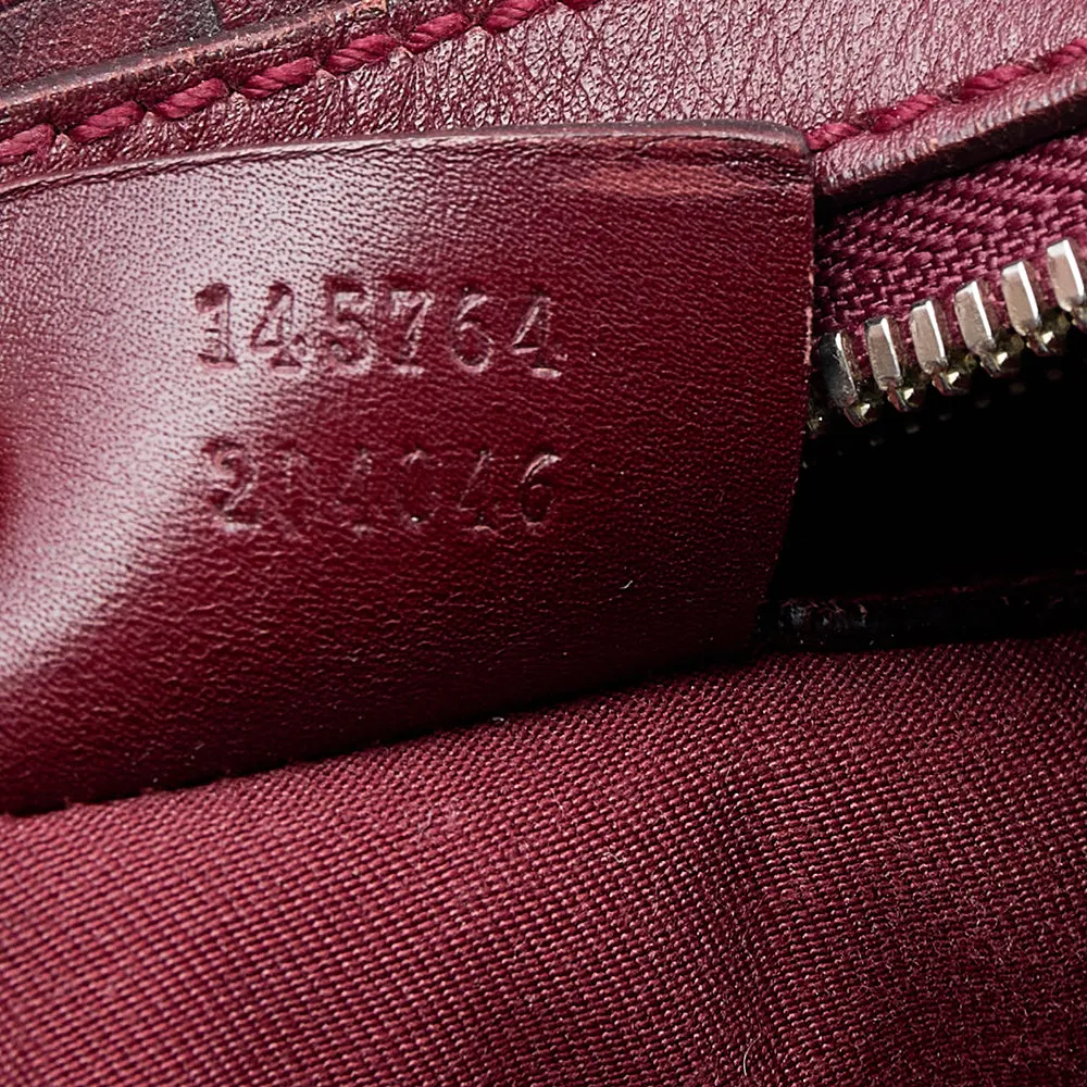 Gucci Burgundy Horsebit Embossed Leather Buckle Hobo