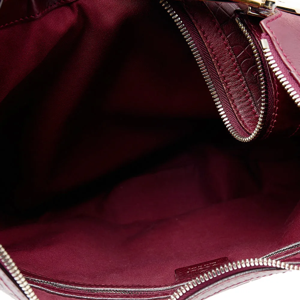 Gucci Burgundy Horsebit Embossed Leather Buckle Hobo