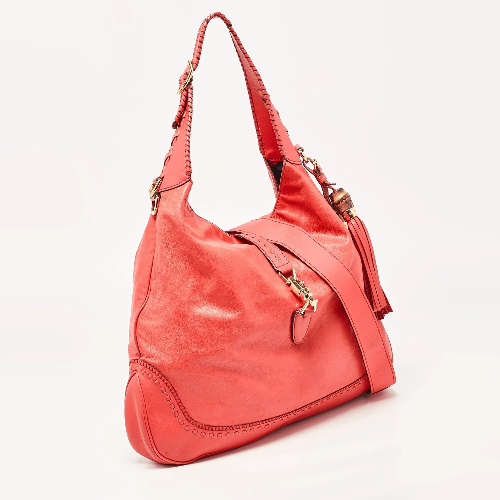 Gucci Coral Leather Large New Jackie Hobo